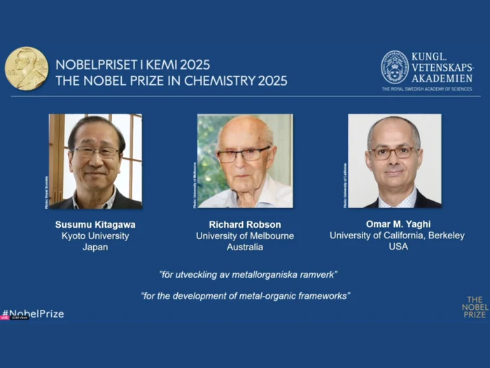 Susumu Kitagawa, Richard Robson și Omar Yaghi/FOTO: Captură video
