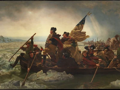 Washington traversând râul Delaware. Pictură de Emanuel Leutze (© Metropolitan Museum of Art)