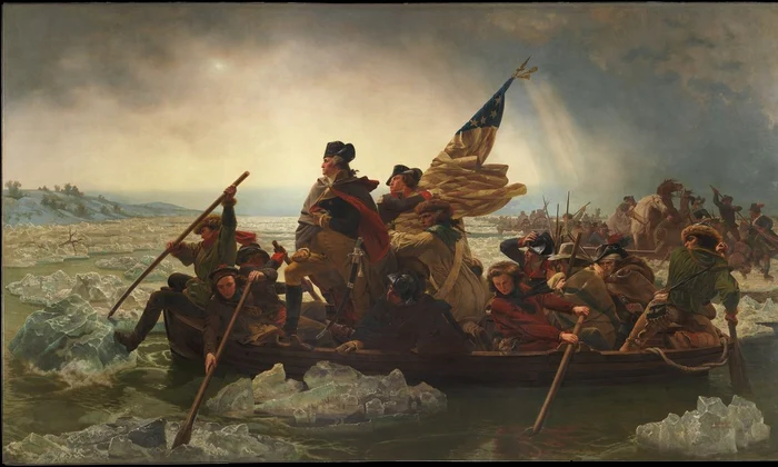 Washington traversând râul Delaware. Pictură de Emanuel Leutze (© Metropolitan Museum of Art)