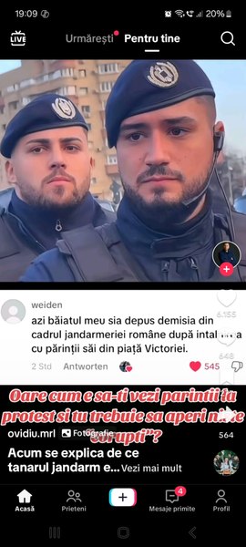 Jandarmeria dezminte informaţia falsă potrivit căreia un angajat al său ar fi demisionat după ce şi-a văzut părinţii la protestele din Capitală, unde era în dispozitiv