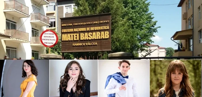 Cei patru fantastici ai Colegiului Naţional de Informatică Matei Basarab din Râmnicu Vâlcea cu media 10 la Evaluarea Naţională, de la stânga la dreapta: Adina Ţaiga, Alexia Matei, Andrei Sărdărescu şi Maria Hopîrtean; Foto colaj