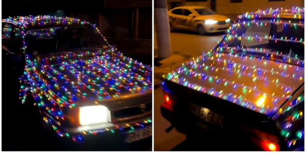 masina impodobita de craciun sofer din Bihor FOTO captură video TikTok