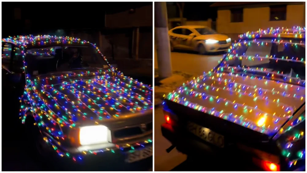 Un șofer din Bihor și-a împodobit mașina cu luminițe de Crăciun: „Lumea zâmbește, mă filmează”. În ce condiții pot fi aplicate sancțiuni