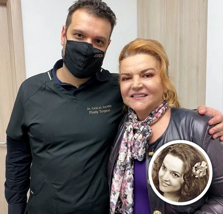Maria Cârneci, alături de medicul care i-a şters ridurile