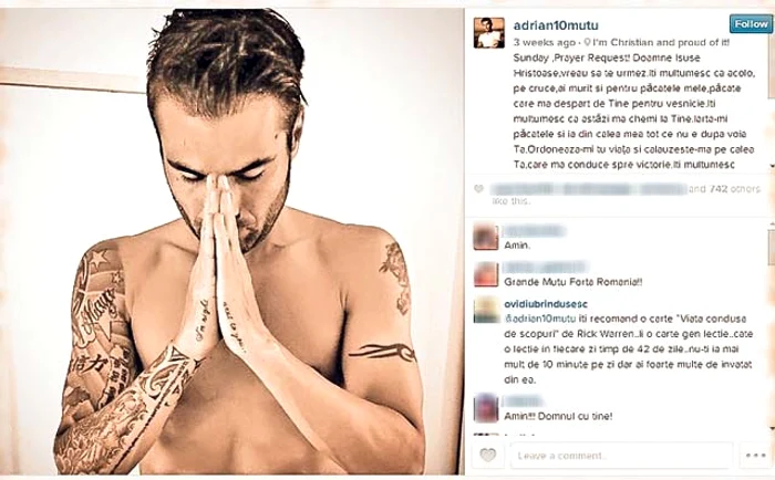 Mutu a şocat în 2014 când a postat pe Facebook o rugăciune