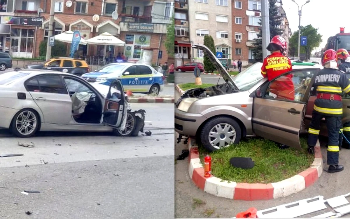 Accident rutier în Orăştie. Foto: ISU Hunedoara. Colaj