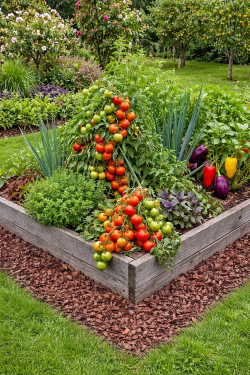 Grădină mixtă de flori, legume și fructe Sursă Green Garden Tips Facebook jpg