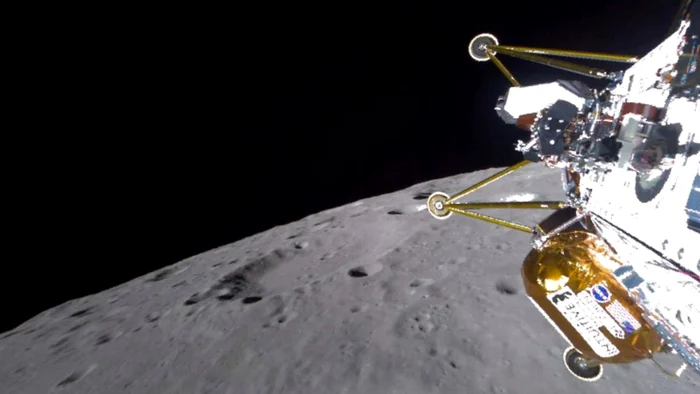 Captură realizată de sonda Athena înainte de a ateriza pe Lună. FOTO: Intuitive Machines