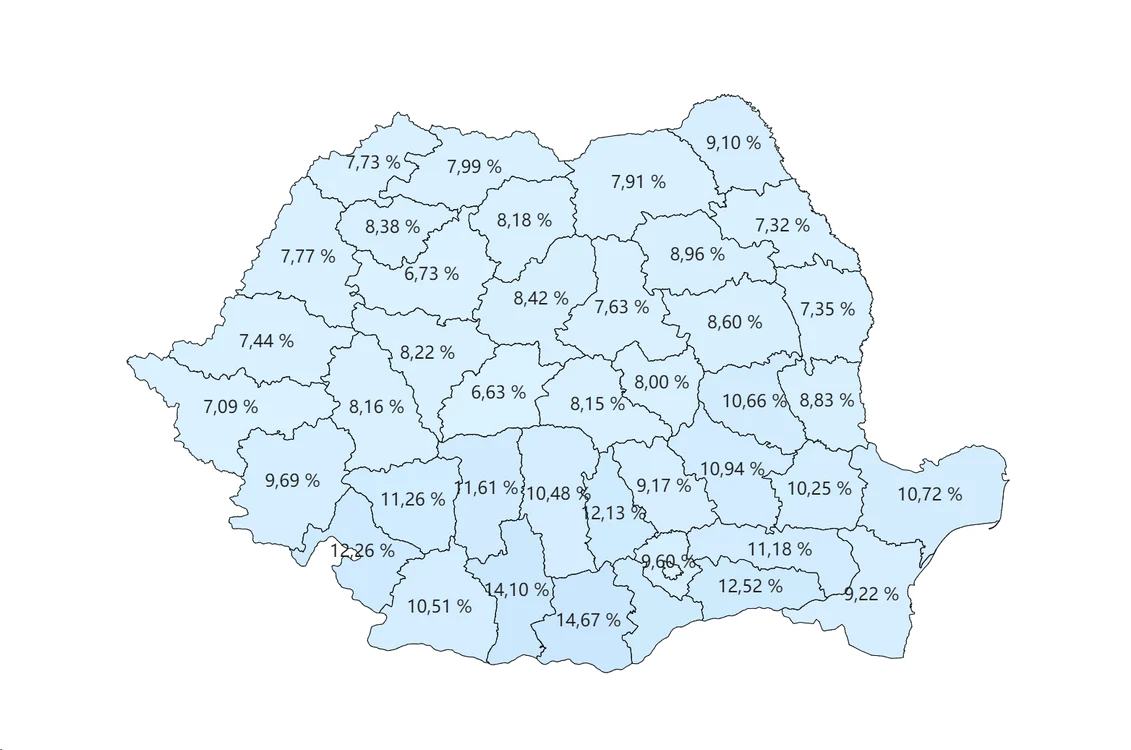 Harta privind prezența la vot ora 10.00