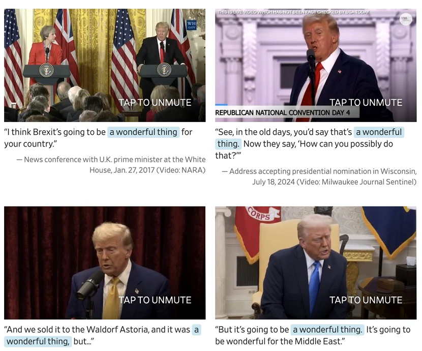 Donald Trump a folosit de mai multe ori expresia „un lucru minunat” FOTO: X