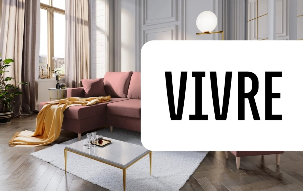 Salon frumos mobilat expus de magazinul onșline Vivre Deco, intrat deja în insolvență
