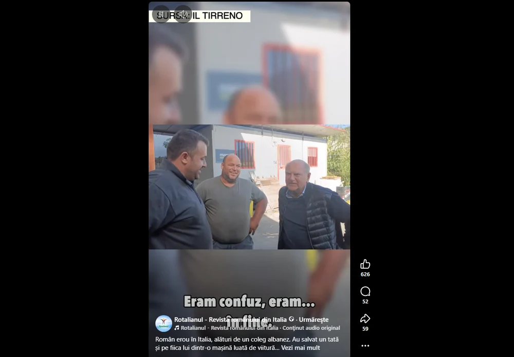 Un român, erou în Italia după ce a salvat o fată nevăzătoare și pe tatăl ei dintr-o mașină care se scufunda. „Nimeni nu sărea. Oamenii făceau fotografii și videoclipuri”