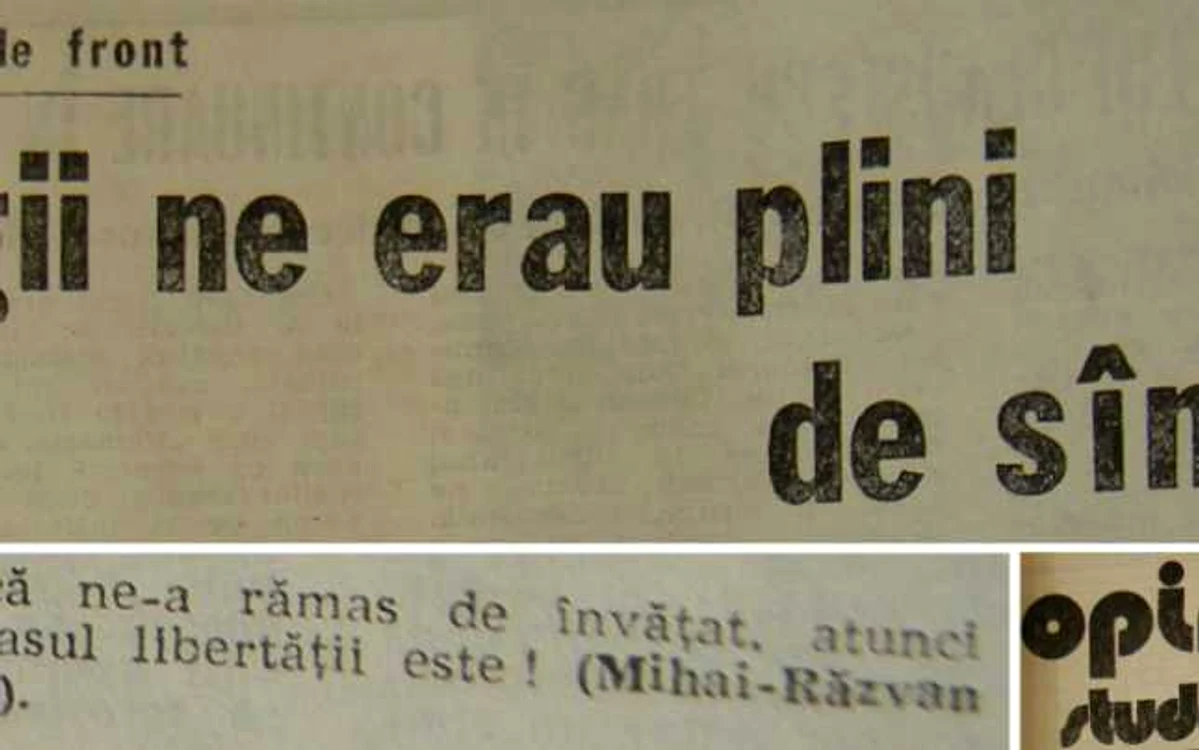 Blugii ne erau plini de sînge (Mihai-Râzvan Ungureanu, Opinia studenţească, decembrie '89) FOTO: opiniastudenteasca.ro