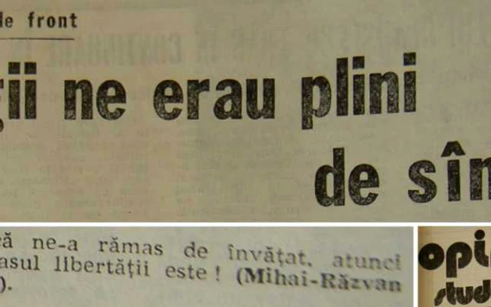 Blugii ne erau plini de sînge (Mihai-Râzvan Ungureanu, Opinia studenţească, decembrie '89) FOTO: opiniastudenteasca.ro