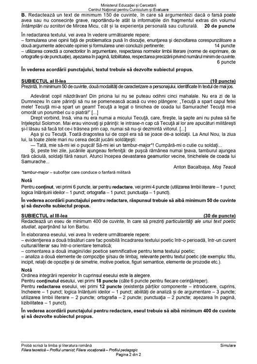 Subiecte Simulare Romana Bac Uman Bun 2 jpg