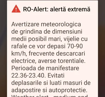 Locuitorii au primit mesaje RO-ALERT FOTO: FB