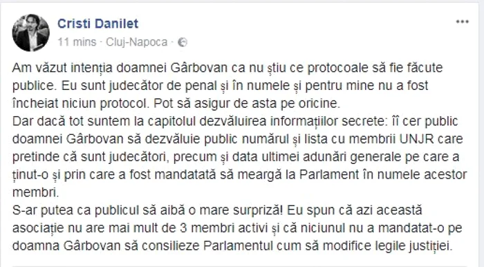 postare cristi danilet