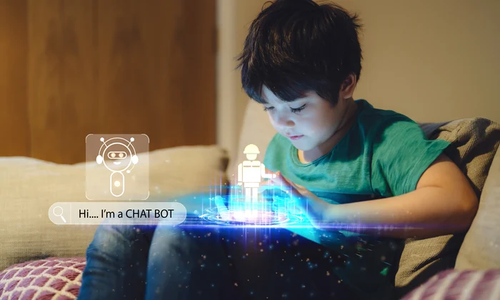 Copil - tableta - chat bot - inteligenta artificială FOTO Shutterstock 