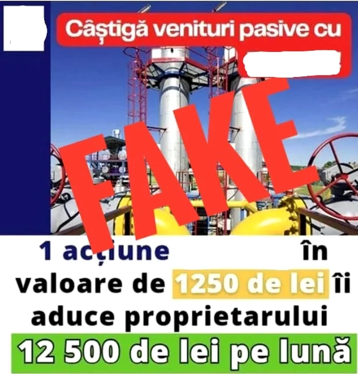 Imagine în care românilor li se promite un câștig rapid de 1.250 de lei pe acțiune