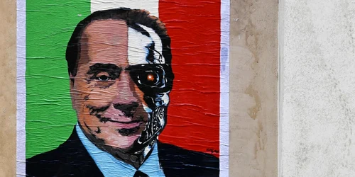 Pictura murala cu Silvio Berlusconi realizata la Roma de artistul stradal Harry Greb FOTO EPA-EFE