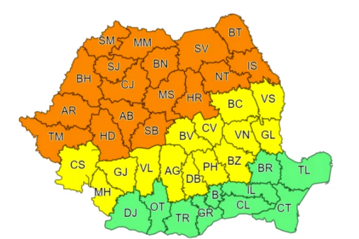 Cod galben și portocaliu de vijelii FOTO meteoromania.ro