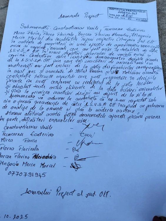 Oamenii s-au adresat prefecturii Olt cu o plângere FOTO: arhiva fermieri