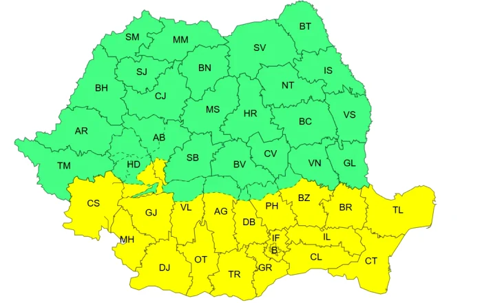Hartă cu localitățile afectate FOTO: ANM 