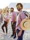 group happy friends spending amazing time together walking along sunny beach jpg