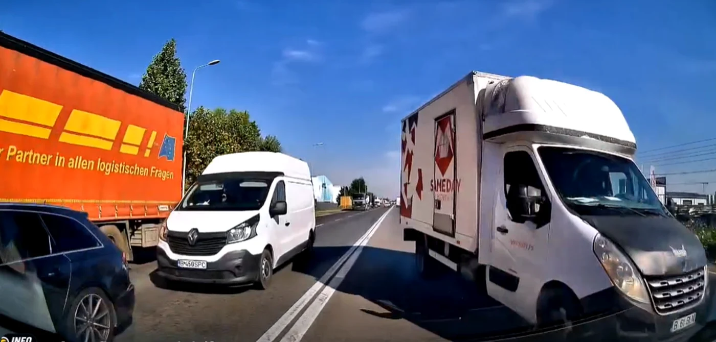 Şoferul a ieşit din coloană şi a intrat pe contrasens.