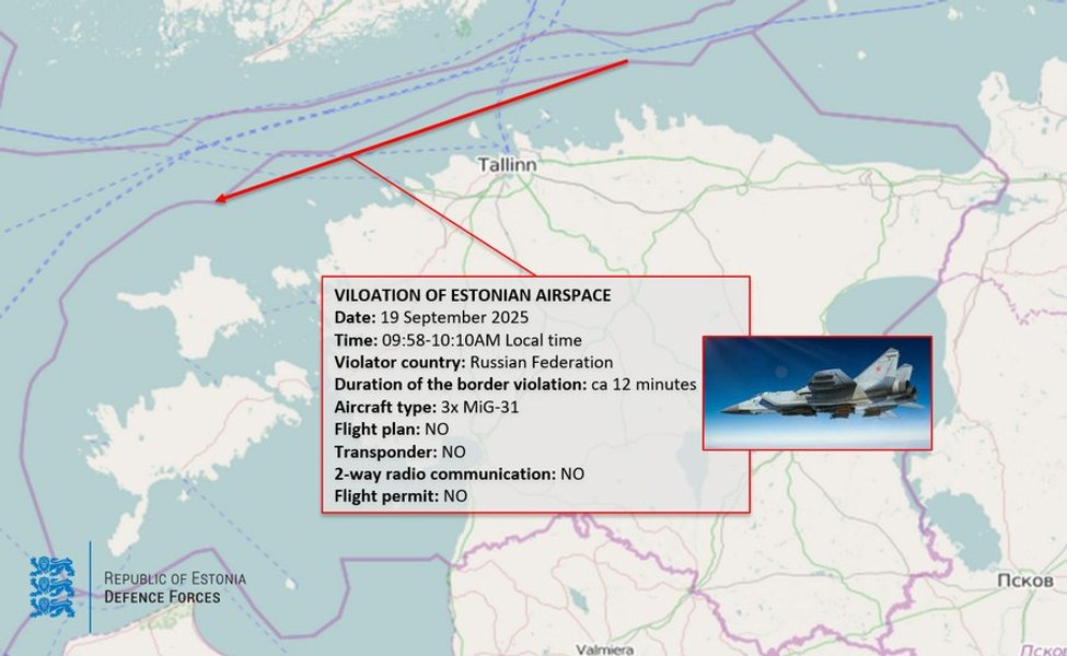 Estonia a publicat o hartă cu traiectoria de zbor a avioanelor de vânătoare rusești. Piloții ruși au ignorat semnalele avioanelor NATO