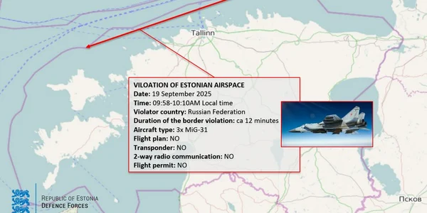 Harta cu avioanele de vânătoare ale Rusiei în spațiul aerian al Estoniei FOTO Ministerul eston al Apărării