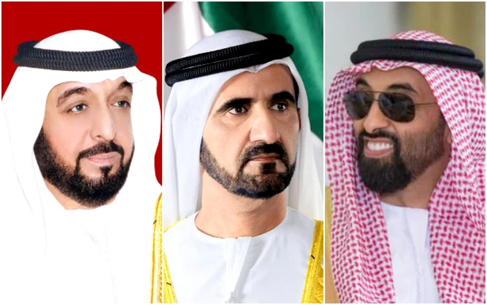 Şeicul Khalifa Bin ZayedAl Nahyan, preşedintele EAU, Şeicul Mohammed Bin Rashid Al Maktoum,vice-preşedinte şi premier EAU, Şeicul Tahnoun Bin Zayed Al Nahyan, Consilier pentru Securitate Naţională