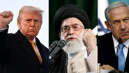 COMBO Ayatollahul Ali Khamenei - Donald Trump și Benjamin Netanyahu FOTO AFP
