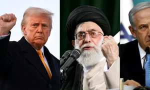 COMBO Ayatollahul Ali Khamenei - Donald Trump și Benjamin Netanyahu FOTO AFP