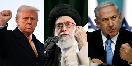 COMBO Ayatollahul Ali Khamenei - Donald Trump și Benjamin Netanyahu FOTO AFP