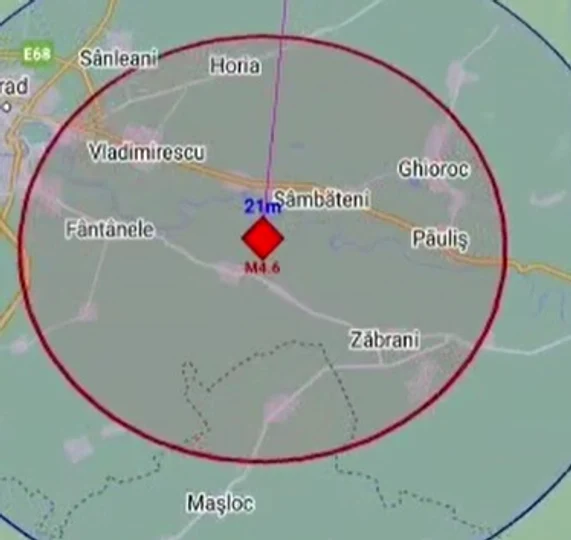 S-a simțit în mai multe zone ale județului Arad FOTO captură Facebook 