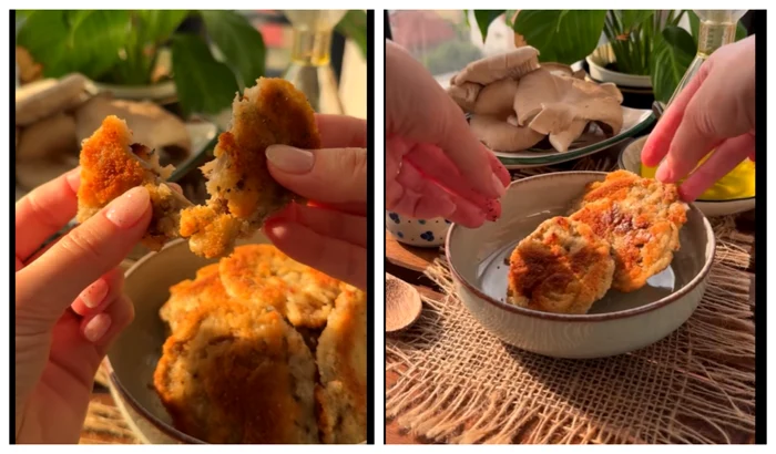 Șnițele de ciuperci pleurotus, preparat de post / FOTO: Captură video TikTok