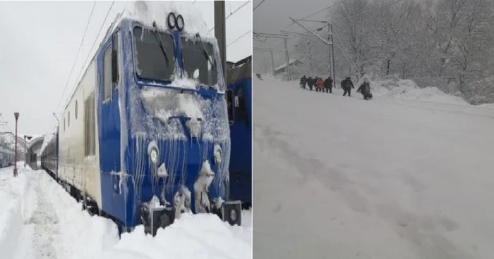 Traficul feroviar pe Valea Oltului blocat, din cauza nămeţilor de jumătate de metru