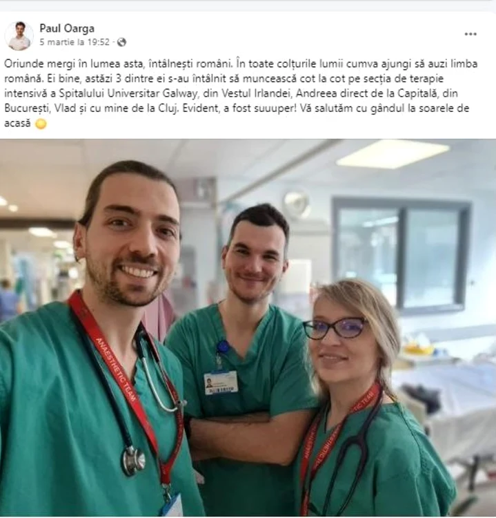 Postarea medicului Paul Oargă, foto Facebook