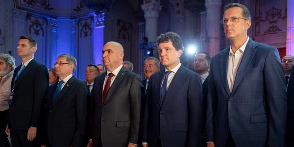FOTO Mediafax De la stanga la dreapta: Igor Grosu, presedintele Moldova, Ilie Bolojan, Nicusor Dan, si Ionut Mosteanu 