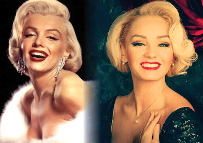 Maria Constantin (dreapta) seamănă izbitor cu celebra Marilyn Monroe