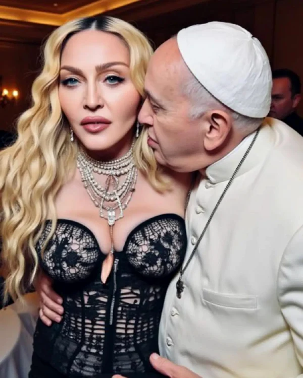 Madonna şi Papa Francisc, imagine generată de Inteligenţa Artificială. FOTO: Madonna InstaStory