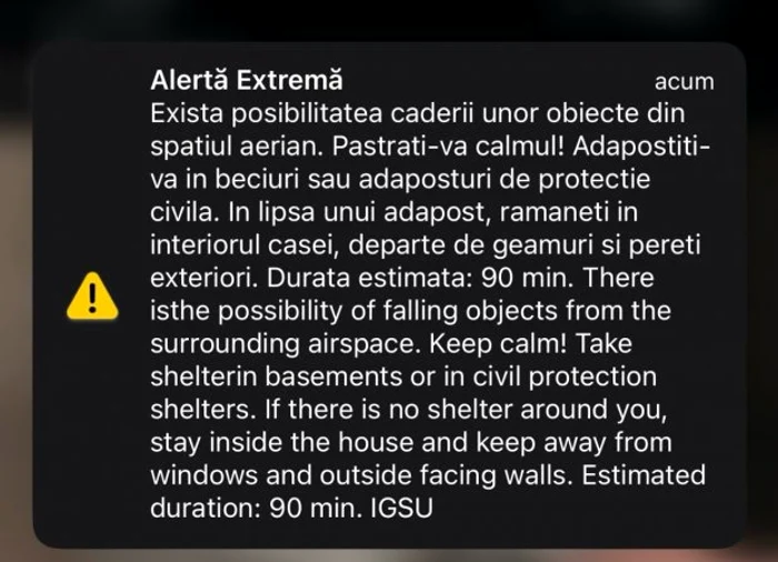 Mesaj Ro-Alert pentru Tulcea și Galați FOTO ISU Tulcea