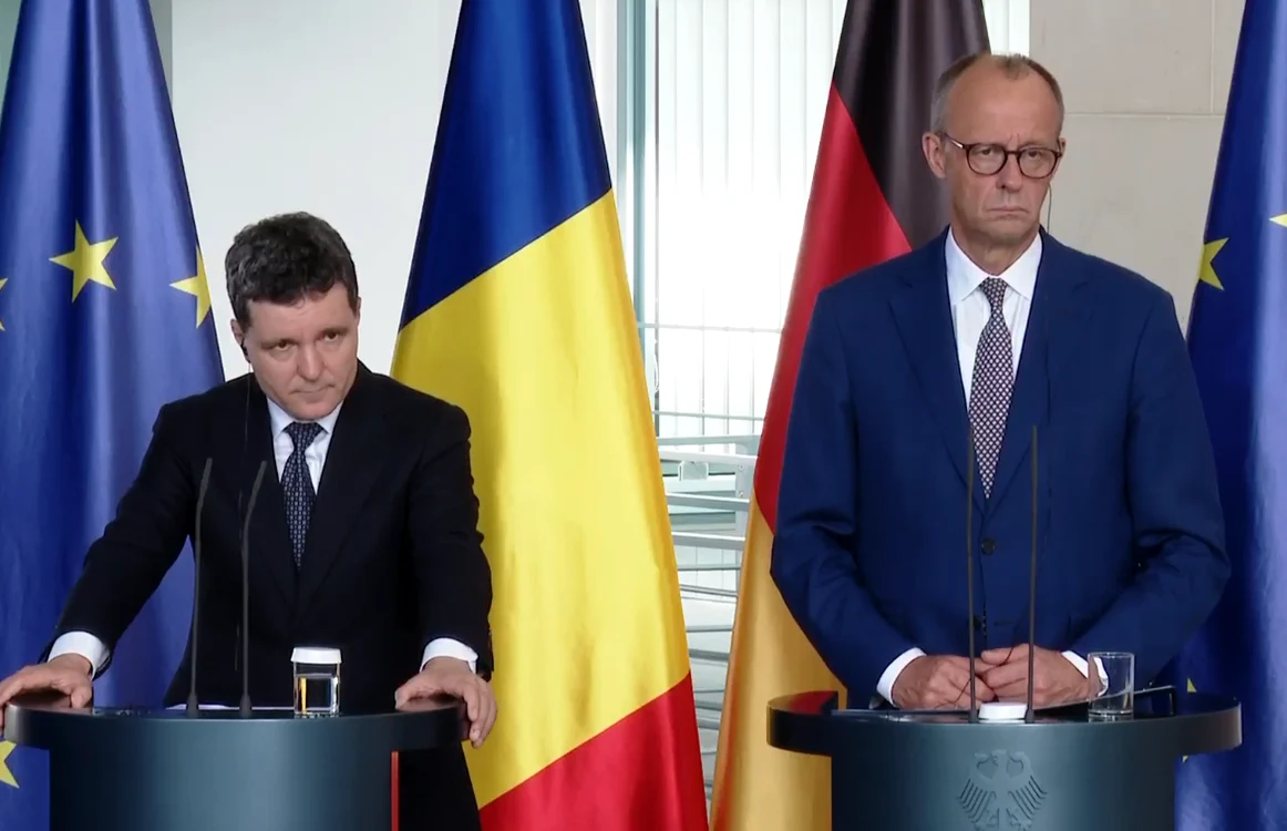 Nicușor Dan a făcut declarații alături de cancelarul german FOTO Captură video