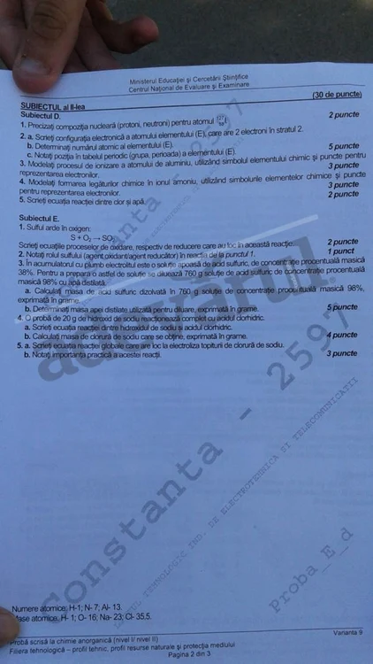Bacalaureat 2015 subiecte Chimie: la Subiectul al III-lea au avut un barem de 30 de puncte.