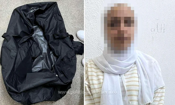Geanta în care s-a ascuns femeia FOTO Politia de Frontieră 