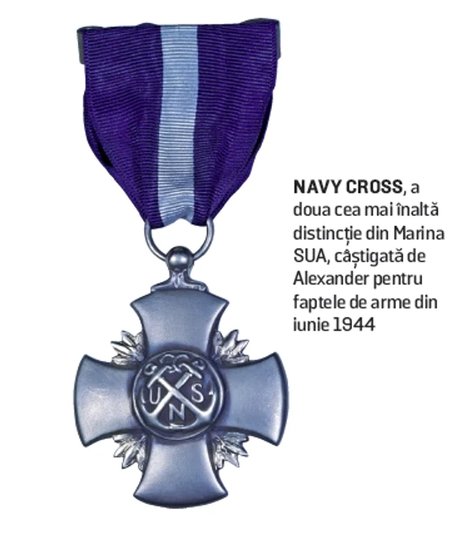 Navy Cross,  a doua cea mai înaltă distincție din Marina SUA,  câștigată de Alexander pentru faptele de arme din iunie 1944