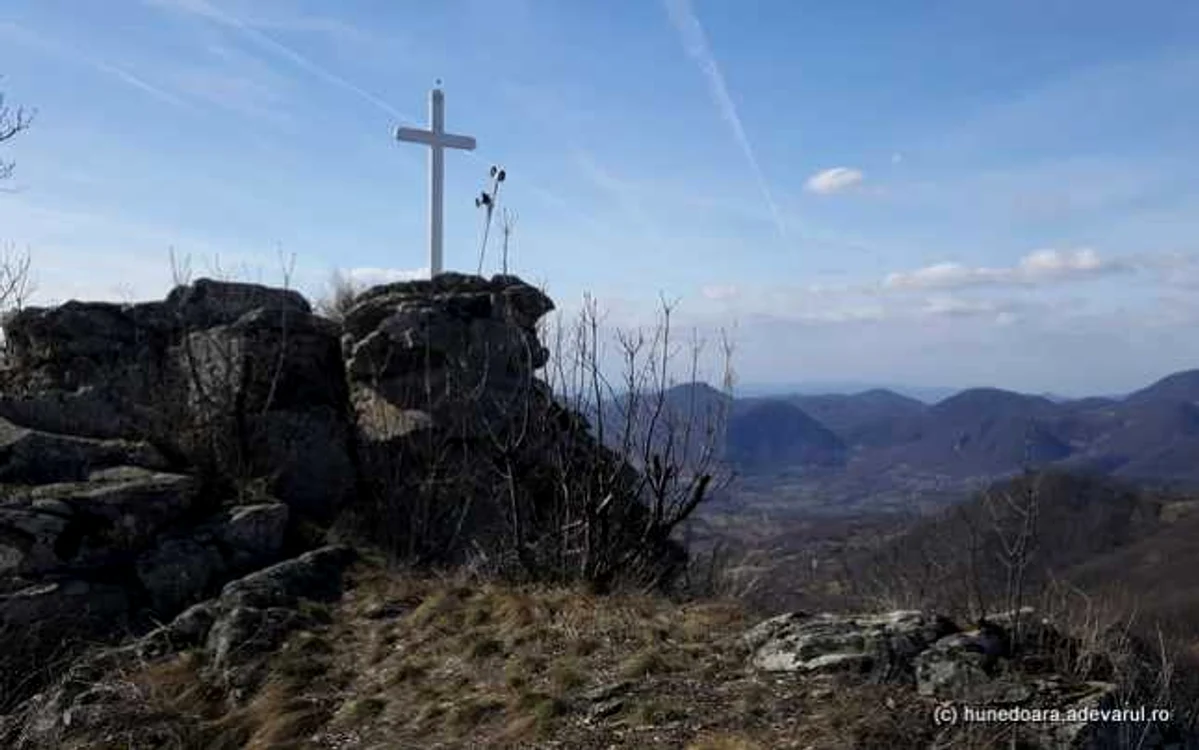 O cruce de lemn străjuieşte pe vulcanul Săcărâmbului. FOTO: Daniel Guţă. ADEVĂRUL.