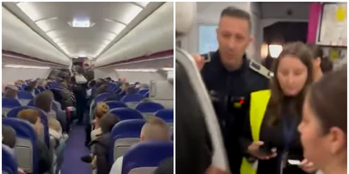Wizz Air Craiova  doi pasageri, o femeie și un bărbat, au fost evacuați din avion deși ar fi avut bilete valabile FOTO: captură YouTube