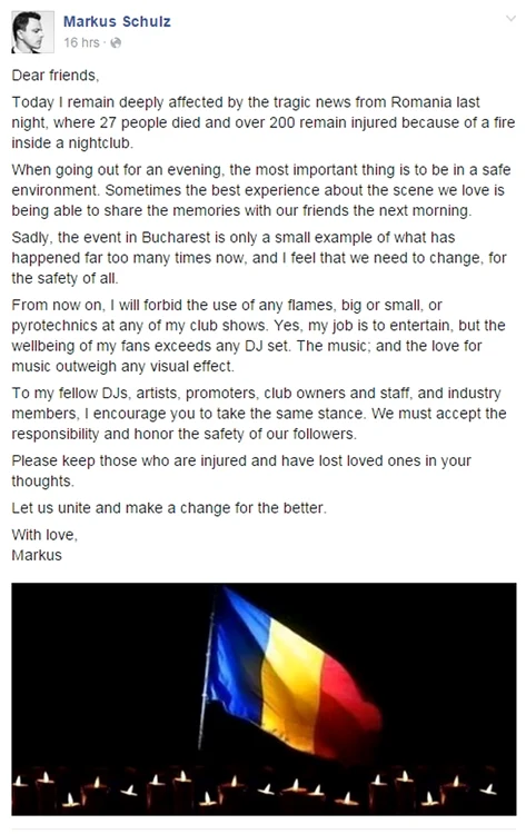 Mesajul integral publicat de Markus Schulz